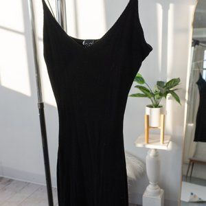 Black ribbed mini dress